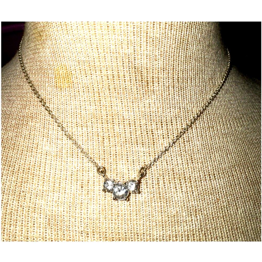 -NECKLACE WOMEN Trinity Necklace Silver With 3 Sparkling CZs 16” Length